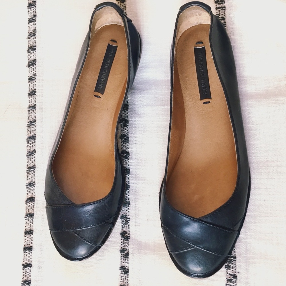 Frye Ember Cross Leather Ballet Flats Navy